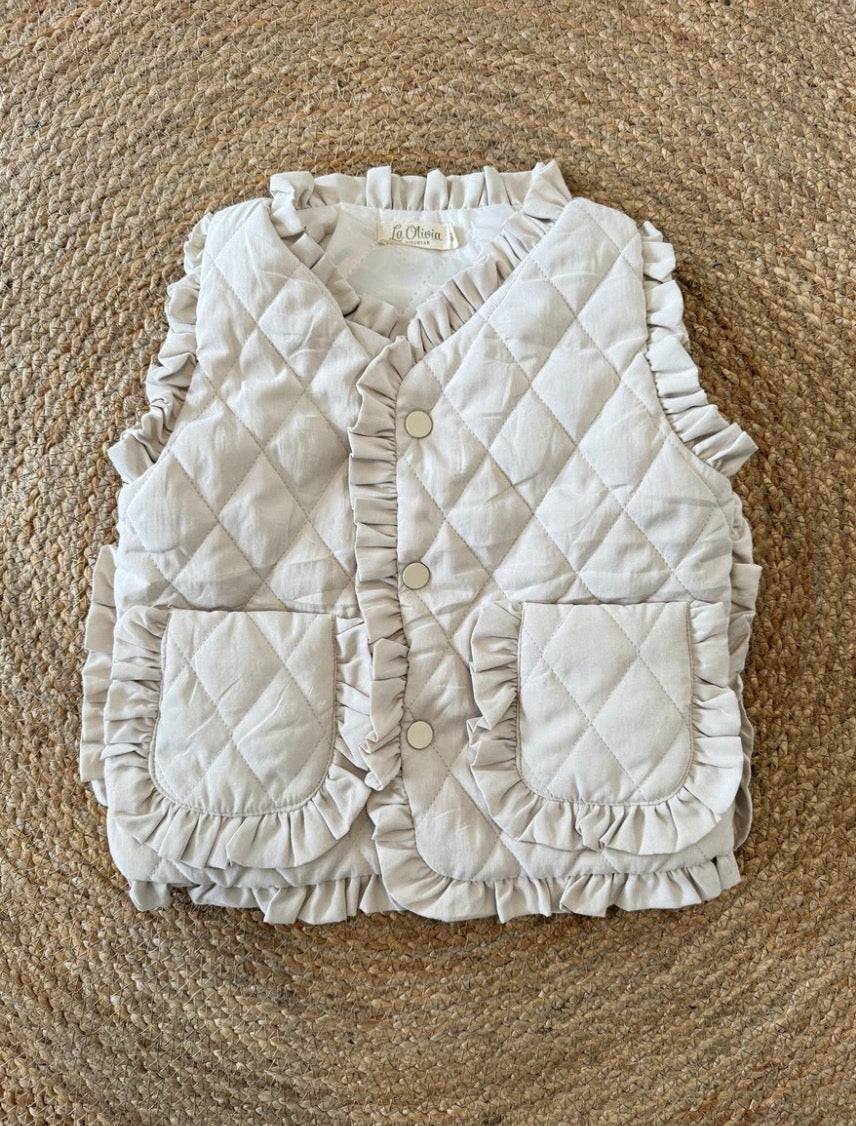 La Olivia - Piper ruches bodywarmer beige