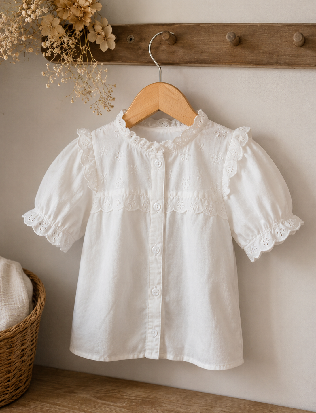 Blouse met pofmouw - wit