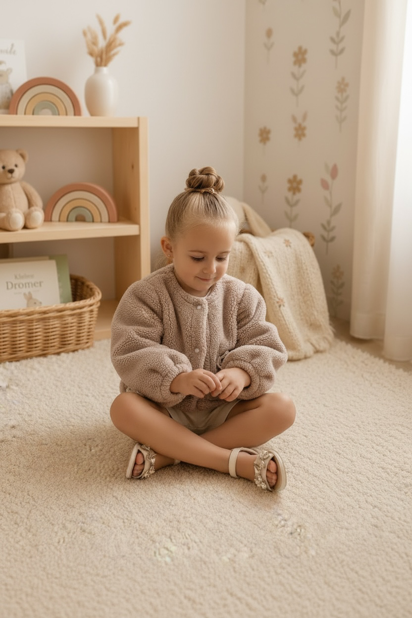 Annie&Charles - Teddy jasje Beige met Kantdetails