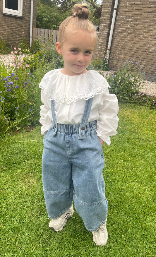 Luna wide leg broek denim