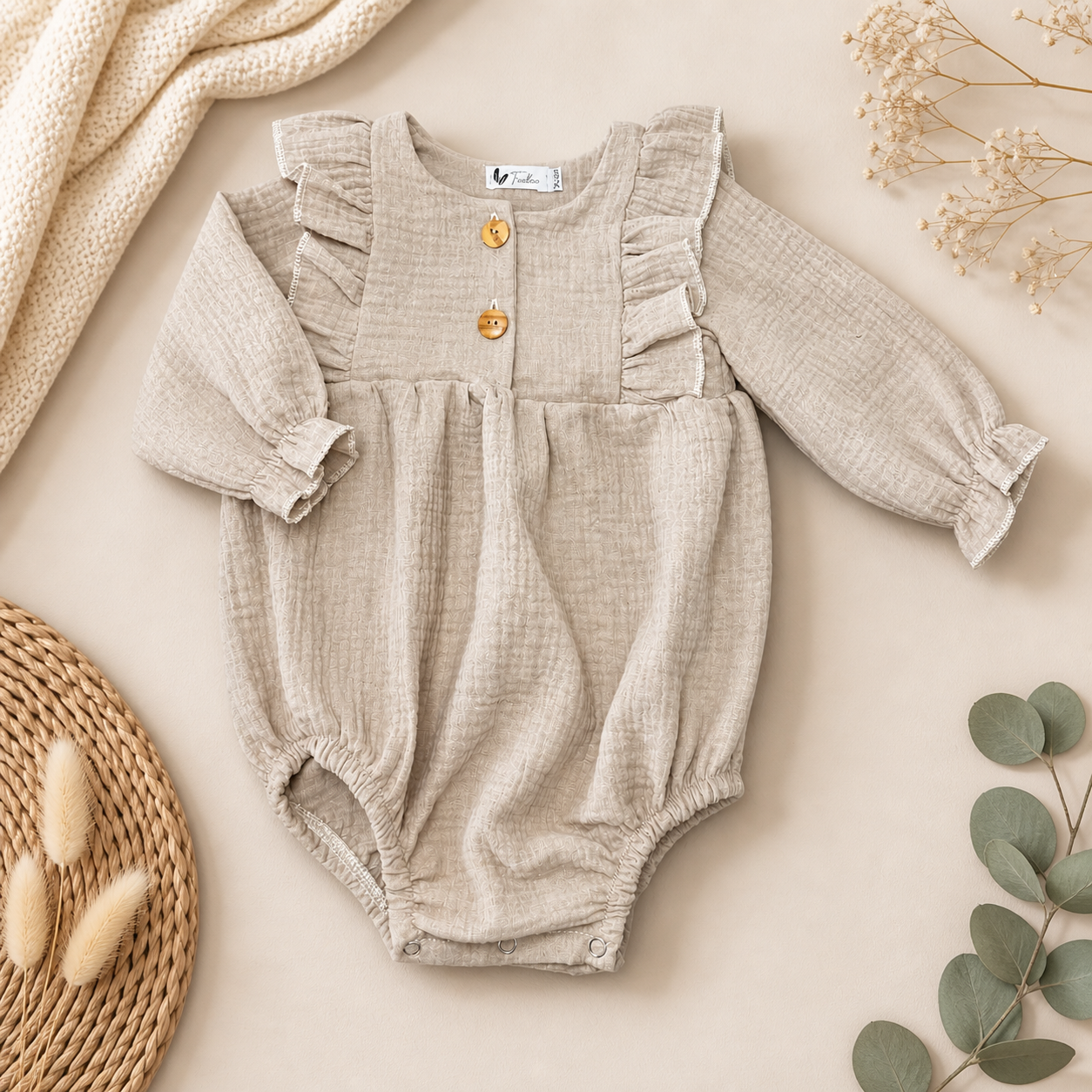 Feathers - Body lange mouw beige